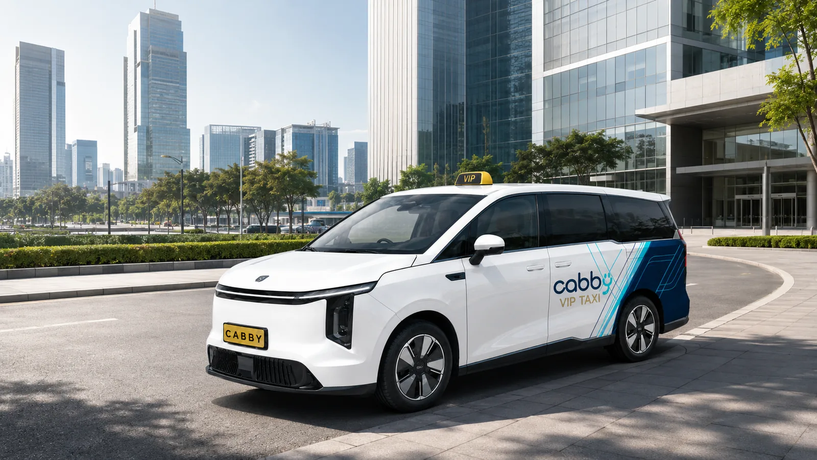 CABBY VIP Taxi in a modern Bangkok business district